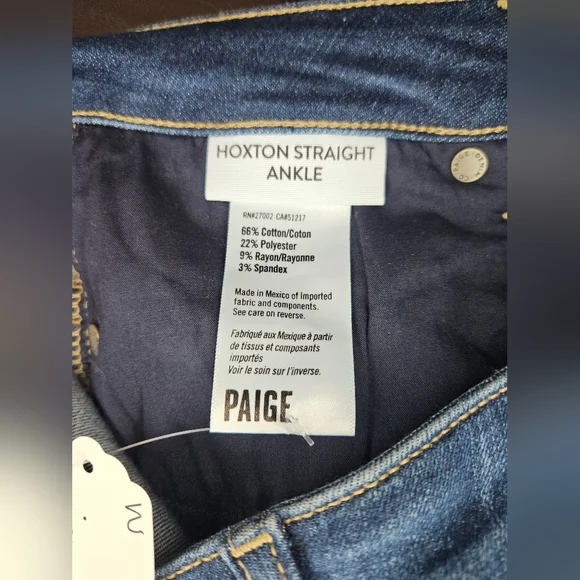 PAIGE High-Rise Straight Leg Jeans Blue Raw Hem - Picture 7 of 9